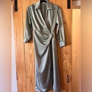 OAK + FORT Sage Long Sleeve Wrap Dress